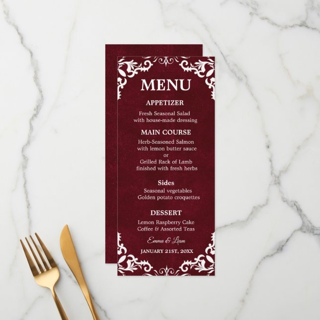 Rustic Mexican Wedding Menu Card Menükarte (Vorderseite/Rückseite Beispiel)