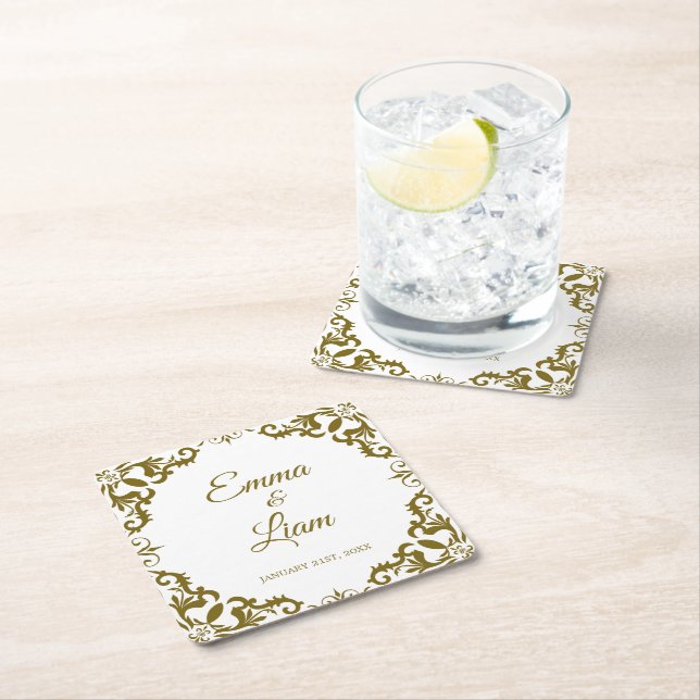 Rustic Mexican Wedding Paper Coasters Rechteckiger Pappuntersetzer (Vor Ort)