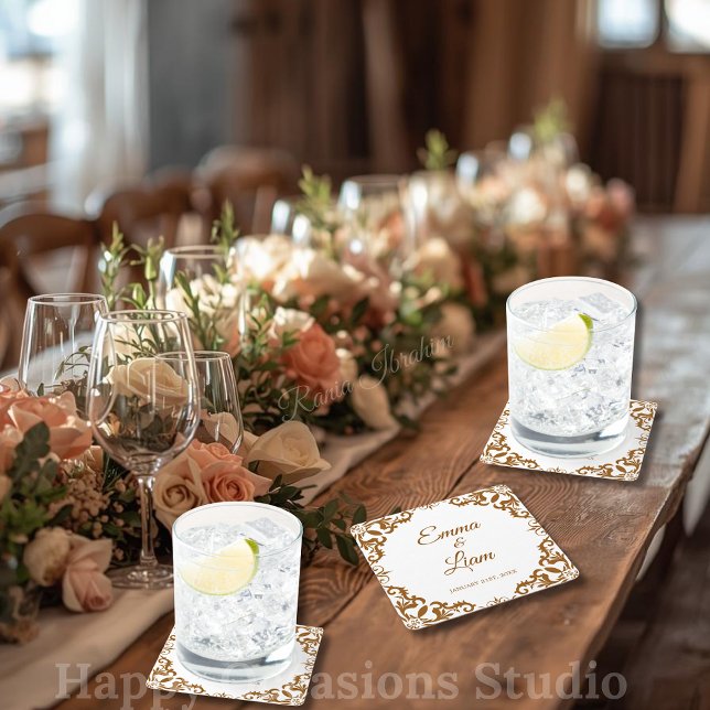 Rustic Mexican Wedding Paper Coasters Rechteckiger Pappuntersetzer (Von Creator hochgeladen)