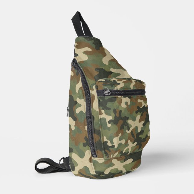 Rustic Military Camo Pattern Crossbody Bag (Linke Seite)