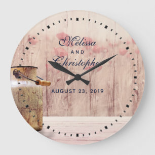 Rustic Milk Can with Wheat and Flowers Wedding Große Wanduhr