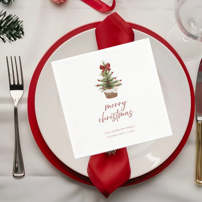 Rustic Mini Christmas Tree Holiday Party Napkins Serviette (Von Creator hochgeladen)