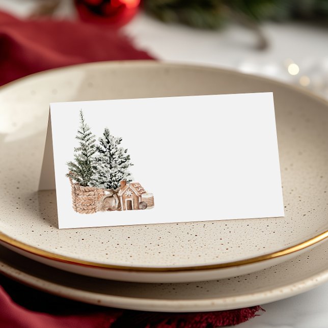 Rustic Minimalist Christmas Trees Platzkarte (Von Creator hochgeladen)