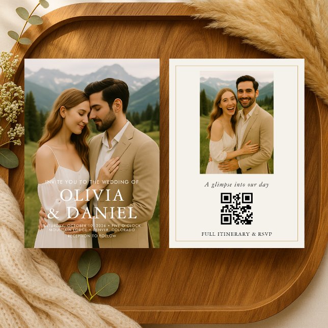 Rustic Minimalist Simple Photo Wedding Invitation Einladung (Von Creator hochgeladen)