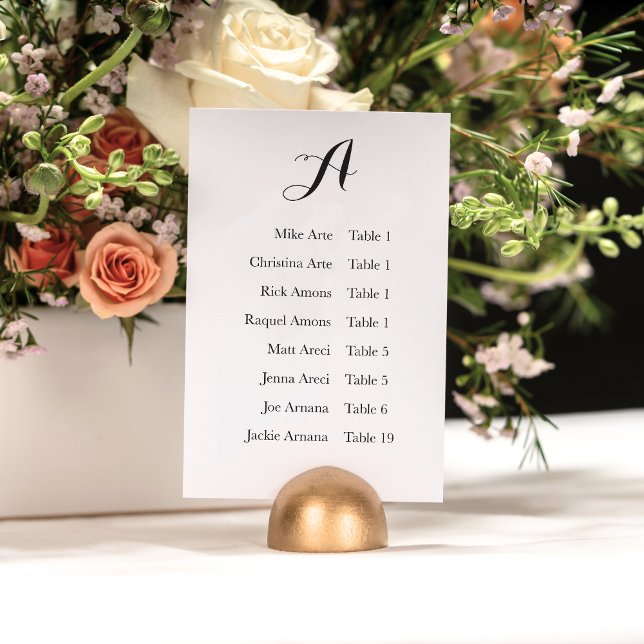 Rustic Minimalistic Calligraphy Seating Chart Card Tischnummer (Von Creator hochgeladen)
