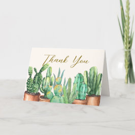 Rustic Modern Desert Cactus Garden Baby Shower Dankeskarte