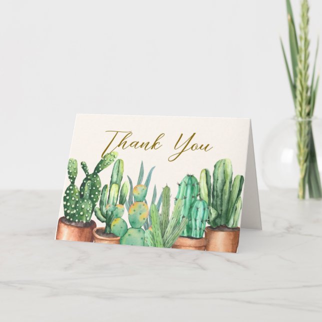 Rustic Modern Desert Cactus Garden Baby Shower Dankeskarte (Vorderseite)