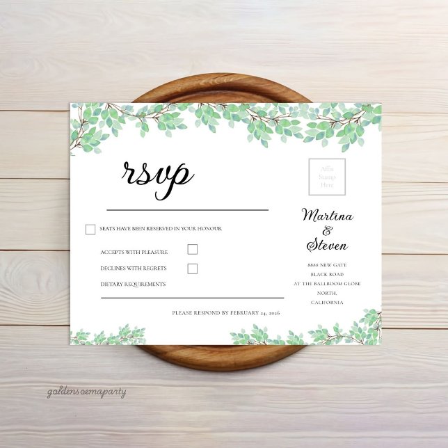 Rustic Modern Eucalyptus Greenery Wedding Begleitkarte (Rustic Modern Eucalyptus Greenery Wedding)