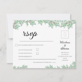 Rustic Modern Eucalyptus Greenery Wedding RSVP Karte