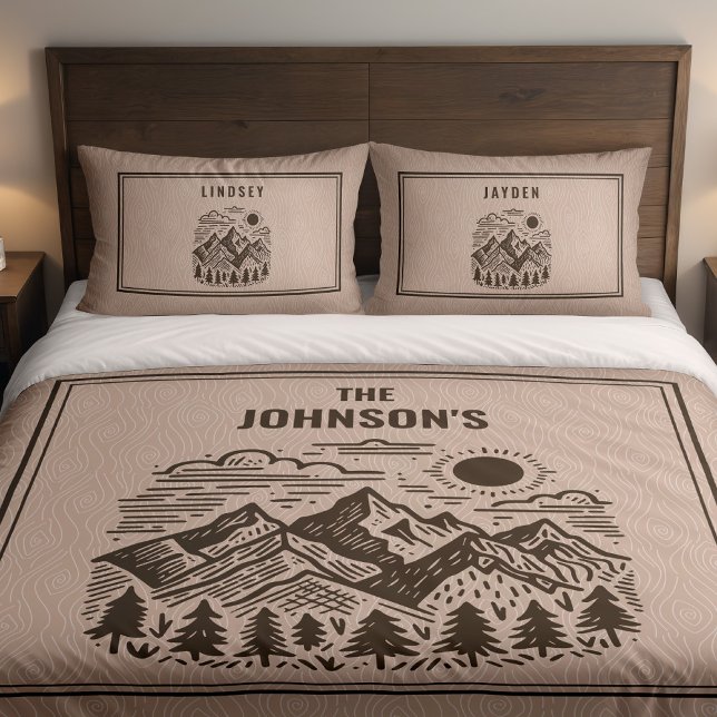 Rustic Modern Mountain Custom Kissenbezug (Custom set of 2 Pillow shams with rustic mountains pair great with duvet cover sold separately )