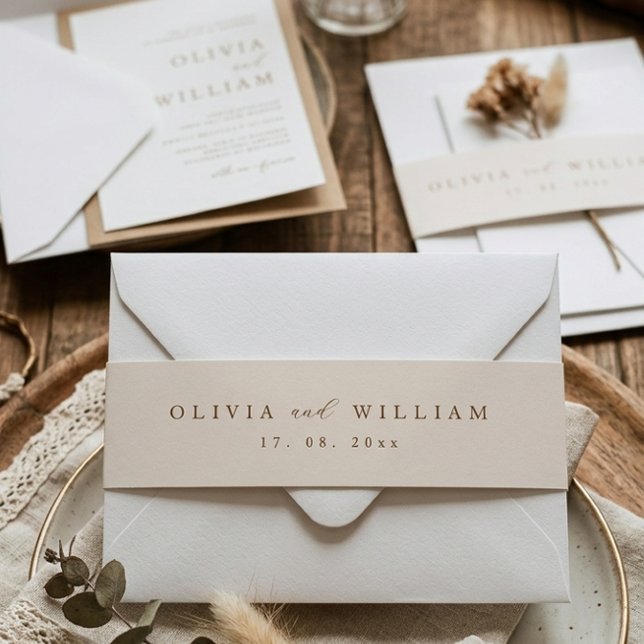 Rustic Modern Script Personalized Wedding  Einladungsbanderole (Von Creator hochgeladen)