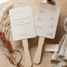 Rustic Modern Script Wedding Program and Timeline Fächer
