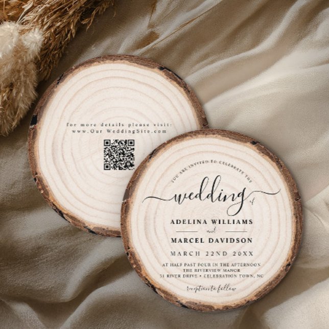 Rustic Modern Wood Natural Elegant Barn Wedding Einladung (Von Creator hochgeladen)