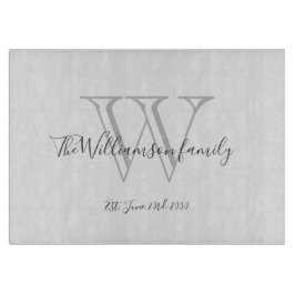Rustic Monogram + Familienname Datum Cool Stilvoll Schneidebrett