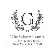 Rustic Monogram Family Address Self-Inking Briefma