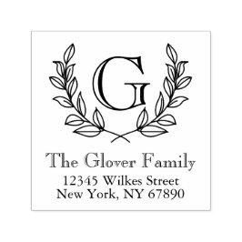 Rustic Monogram Family Address Self-Inking Briefma Permastempel