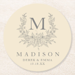 Rustic Monogram Wedding Paper Untersetzer
