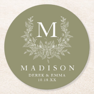 Rustic Monogram Wedding Paper Untersetzer