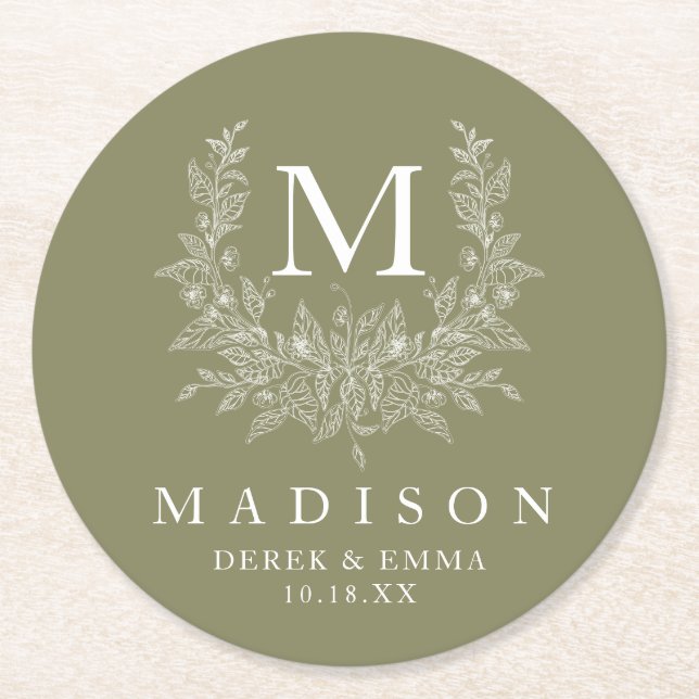 Rustic Monogram Wedding Paper Untersetzer (Vorderseite)