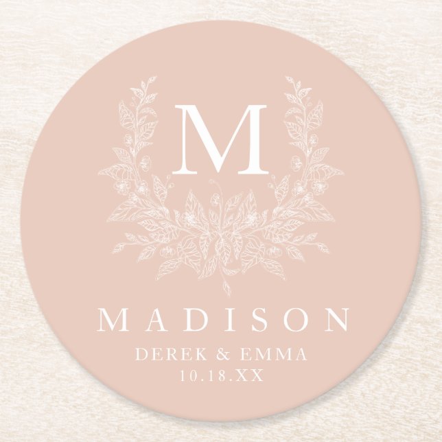 Rustic Monogram Wedding Paper Untersetzer (Vorderseite)