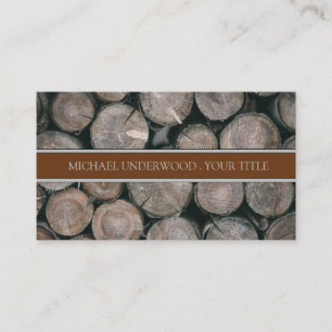 Rustic Monogram Wood Logs Builder Visitenkarte