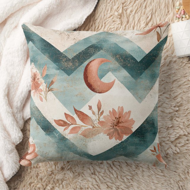 Rustic Moon Blumen Chevron Erdmuster (2) Kissen (Decke)