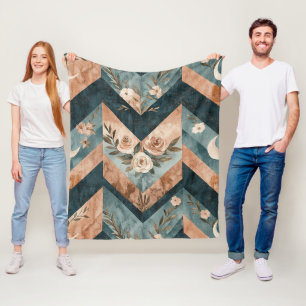 Rustic Moon Blumen Chevron Erdmuster (8) Fleecedecke