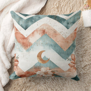 Rustic Moon Blumen-Chevron-Muster erdige (4) Kissen