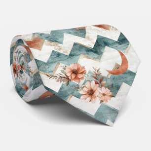 Rustic Moon Florales Chevron Erdmuster Krawatte