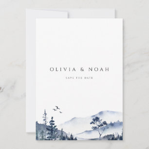Rustic Mountain Boho Evergreen Save the Date Card Ankündigung