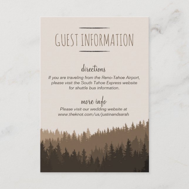 Rustic Mountain Guest Information Card in braun Begleitkarte (Vorderseite)