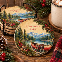Rustic Mountain Lake Kanu Lodge Cabin Weihnachten