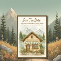 Rustic Mountain Monogram Hochzeit speichern Sie da