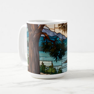 Rustic mountain range landscape stain glass kaffeetasse