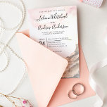 Rustic Mountain Range Watercolor Pink Sky Weißding Einladung<br><div class="desc">Wenn es um Hochzeitsstile geht,  lassen Sie den Zauber eines zauberhaften Abends oder eines ganzen Hochzeitswochenendes im Set der Berge hinter sich. Mit diesem Gebirgsmotiv,  das mit einem farbenfrohen Bergkulisse inspiriert ist,  geben Sie Ihrem rustikalen Hochzeitsgeschmack den Rang.</div>