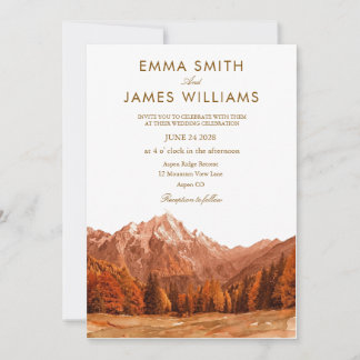  Rustic mountain watercolor  Wedding Invitation  Einladung