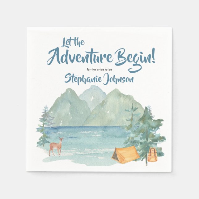 Rustic Mountains Abenteuer-Junggesellinnenabschied Serviette (Vorderseite)