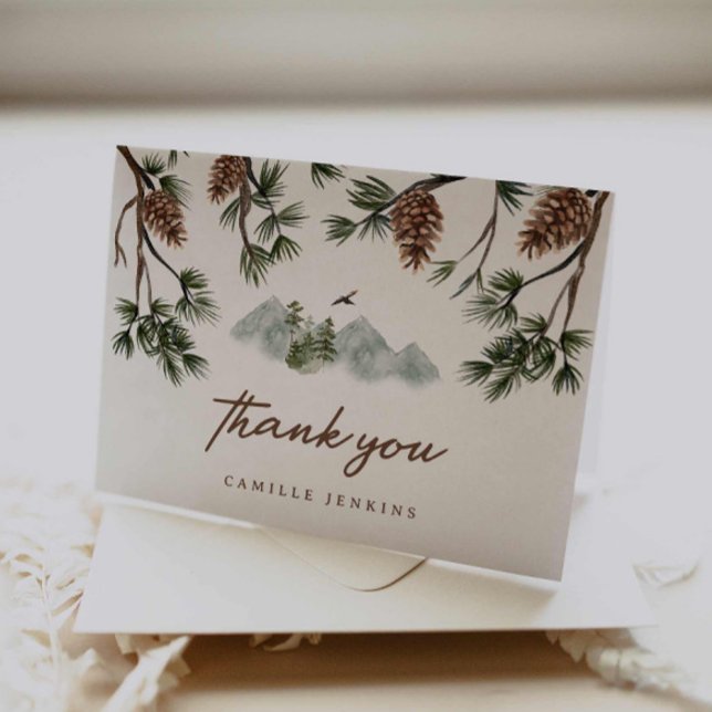 Rustic Mountains Boy Baby Dusche Dankeskarte (Woodland Forest Baby Shower Thank you card)