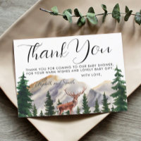 Rustic Mountains Deer Baby Dusche Vielen Dank