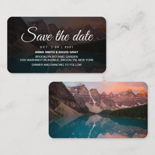 Rustic Mountains Forest Script Save the Date Card Begleitkarte