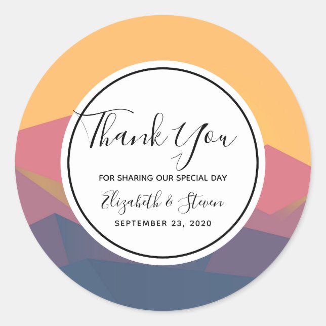 Rustic Mountains Geometric Minimalistisch Danke Runder Aufkleber (Vorderseite)