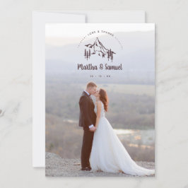 Rustic Mountains Landscape Romantic Photo Wedding Dankeskarte