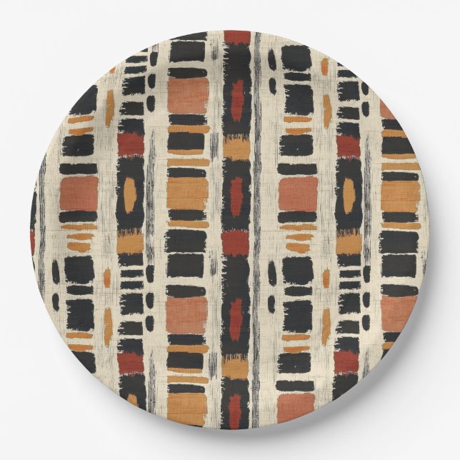 Rustic Mudcloth Geometric Pattern (1) Pappteller (Vorderseite)