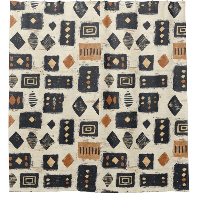 Rustic Mudcloth Geometric Pattern (2) Duschvorhang (Vorderseite)