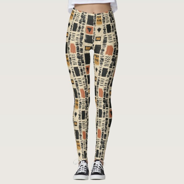 Rustic Mudcloth Geometric Pattern (2) Leggings (Vorderseite)