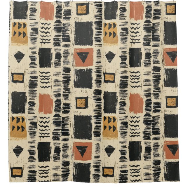 Rustic Mudcloth Geometric Pattern (3) Duschvorhang (Vorderseite)