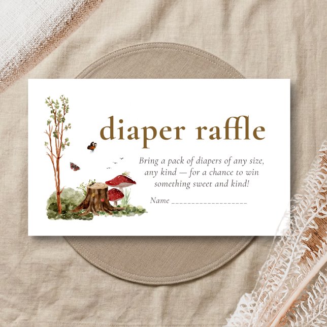 Rustic Mushroom Woodland Baby Shower Diaper Raffle Begleitkarte (Mushroom Rustic Woodland Baby Shower Diaper Raffle)