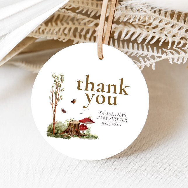Rustic Mushroom Woodland Baby Shower Geschenkanhänger (Mushroom Rustic Woodland Baby Shower Favor Tags)