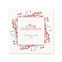 Rustic Natural Red Berry Frohe Weihnachten