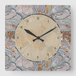 Rustic Natural Stone Pattern Print Quadratische Wanduhr
